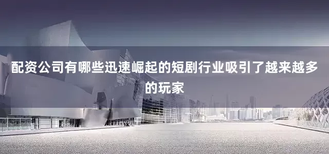 配资公司有哪些迅速崛起的短剧行业吸引了越来越多的玩家